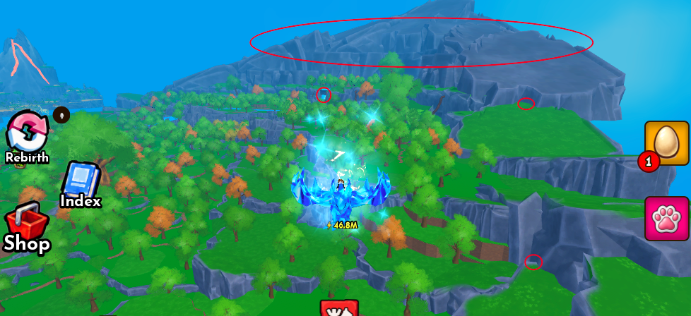 Black Hole Egg location at the foot of the mountain beside the biggest tree